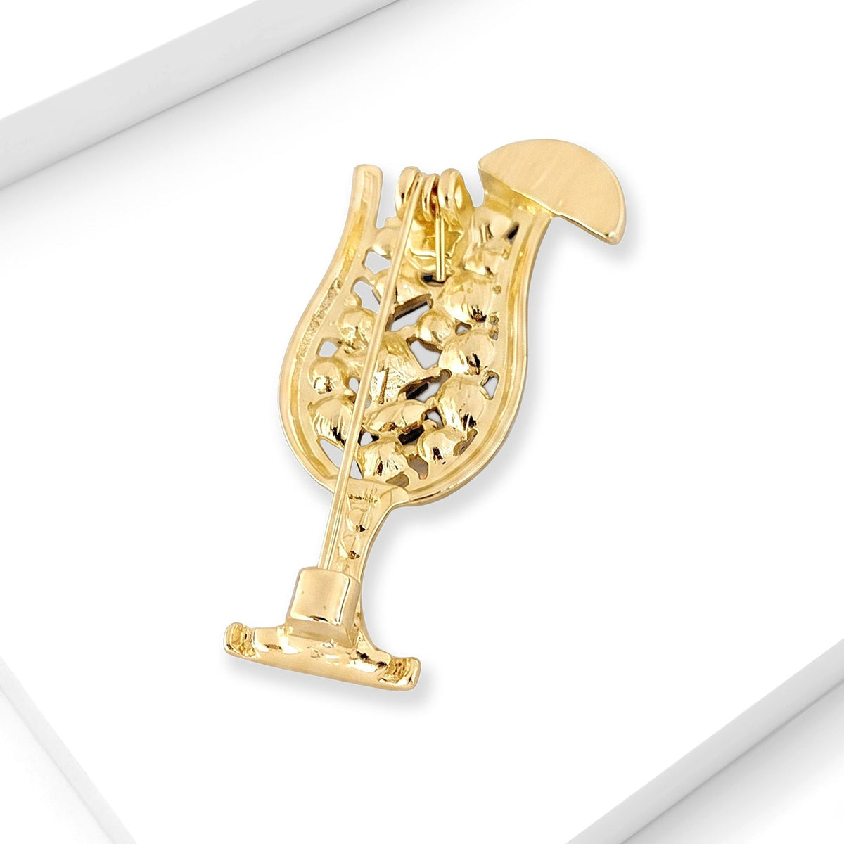 New Diamond-encrusted Wine Glass Brooch Decoration