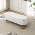 Storage Bench - Velvet Oval Upholstered Design