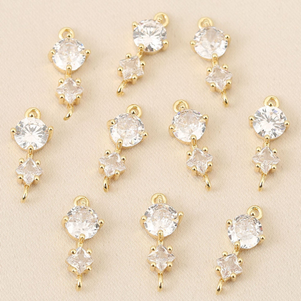 Copper-plated 18k Gold Double Hoop Earring Zircon Accessories