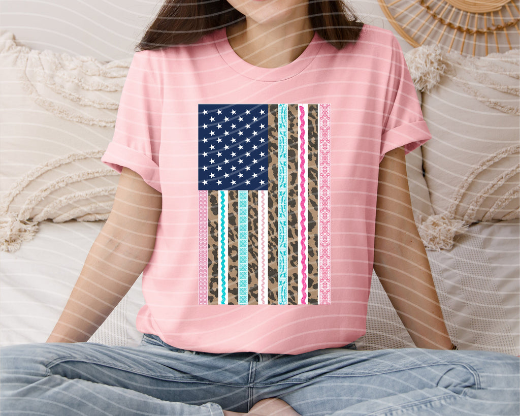 Leopard and Lace Flag Graphic Tee