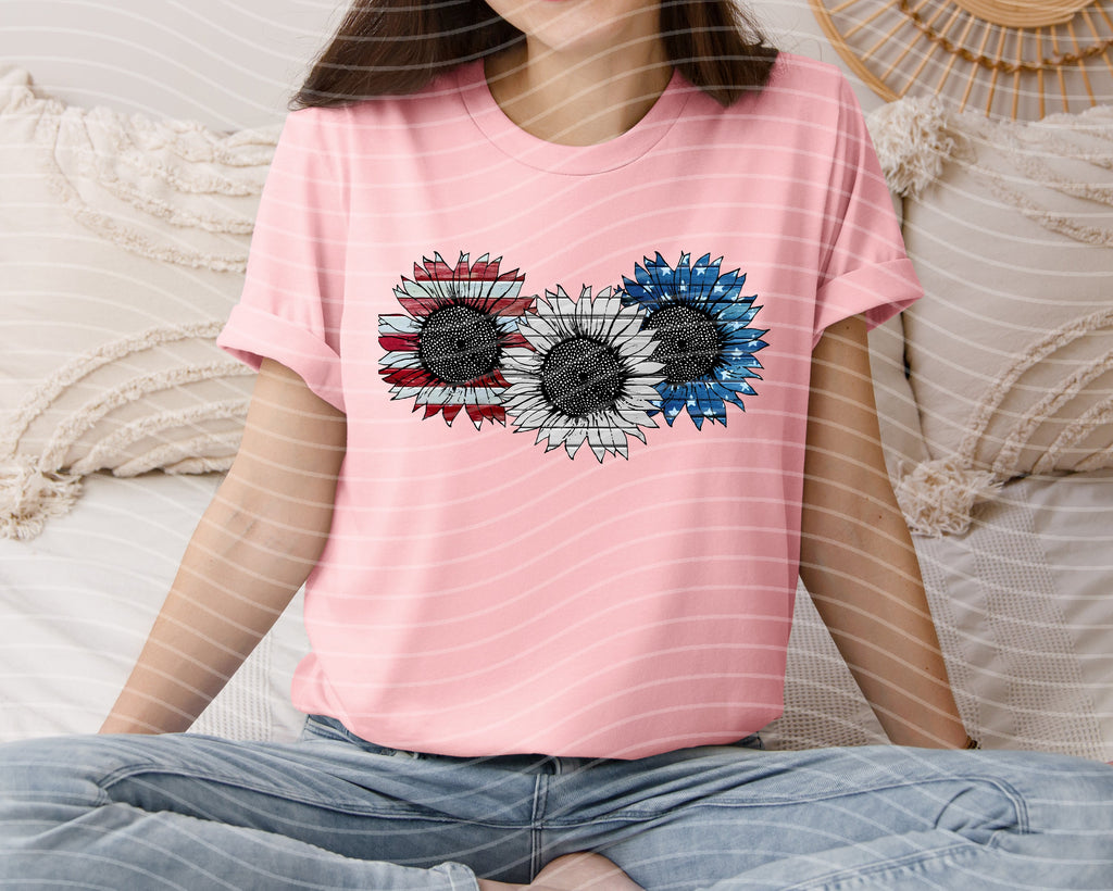 American Flag Sunflowers Graphic Tee