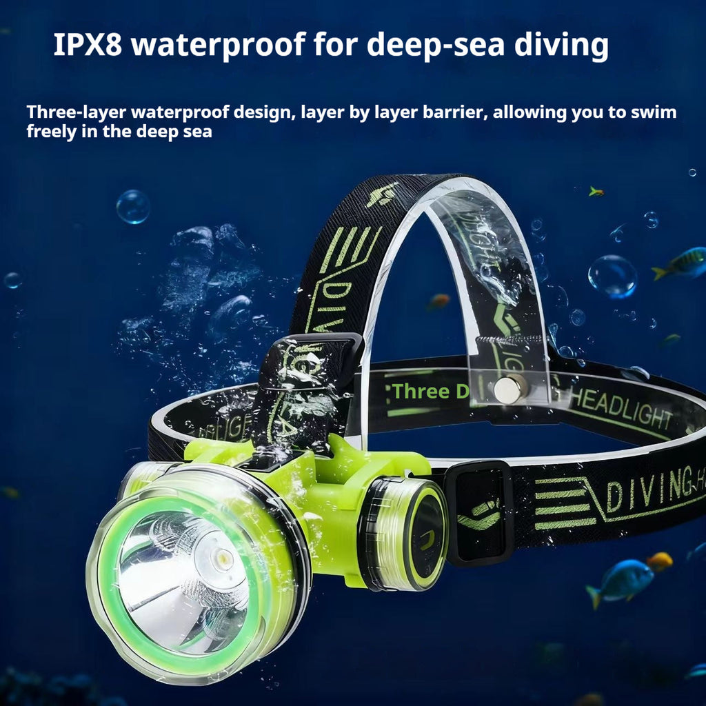 Diving Strong Light Fixed Focus Head-mounted Long Battery Life Diving Head Fishing Light