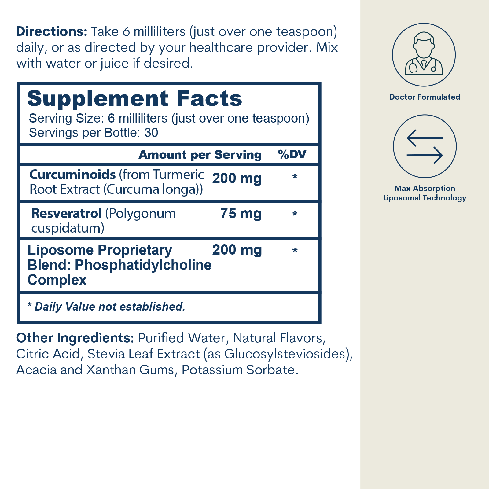 Liposomal Curcumin + Resveratrol - Liquid (6 FL OZ/ 30 Servings)