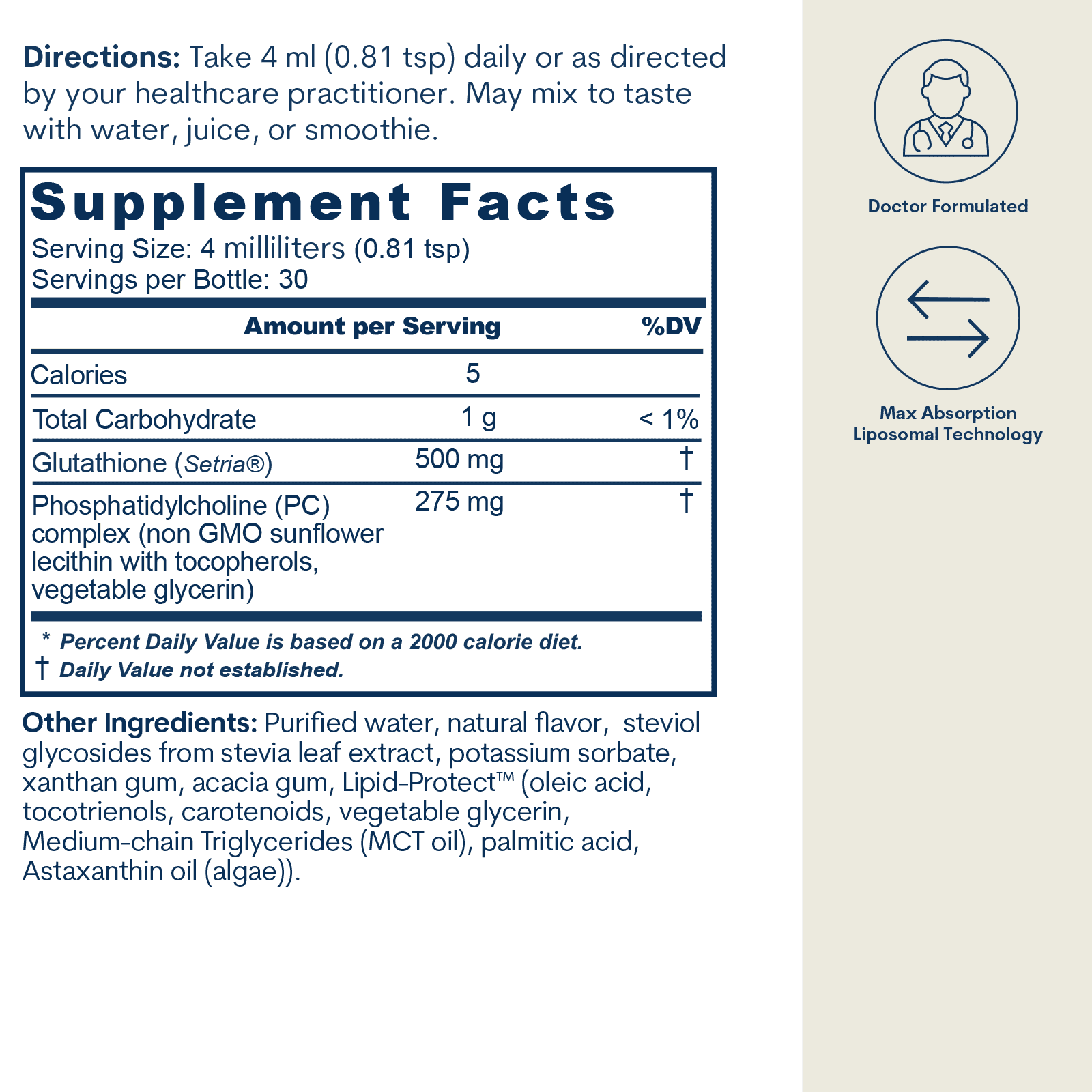 Liquid Liposomal Glutathione (4 FL OZ/ 30 Servings)