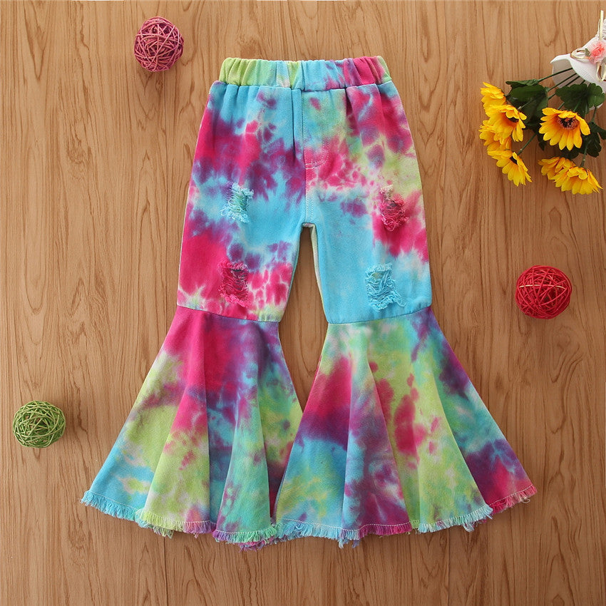 Girls' Stretch Jeans Horn Broken Holes Pants
