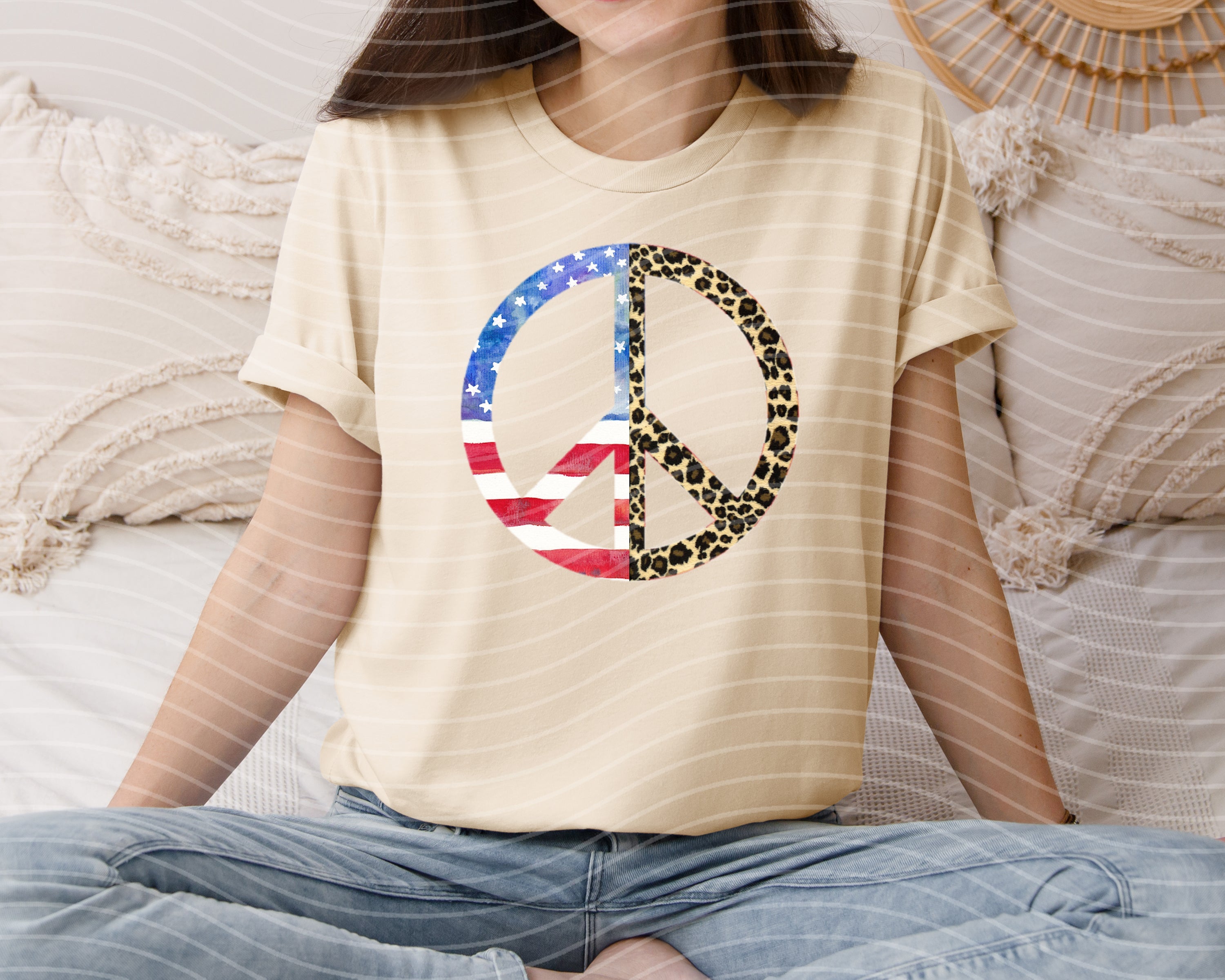 Leopard Flag Peace Sign Graphic Tee
