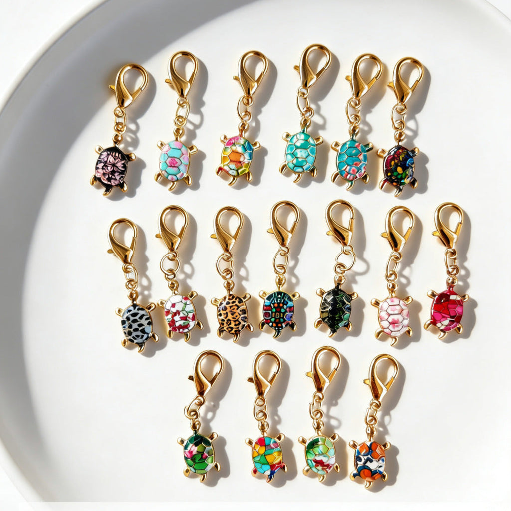 Colorful Oil-drop Turtle Keychain Pendant, Alloy Accessory, Creative Design