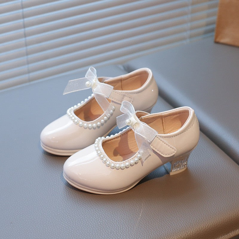 2026 Summer New Girls Block Heel Princess Shoes, Stylish Kids Loafers, Versatile Leather Dress Shoes For Little Girls