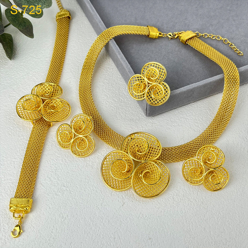 European And American Fashion Necklace Earring Bracelet Four-piece Ring Set