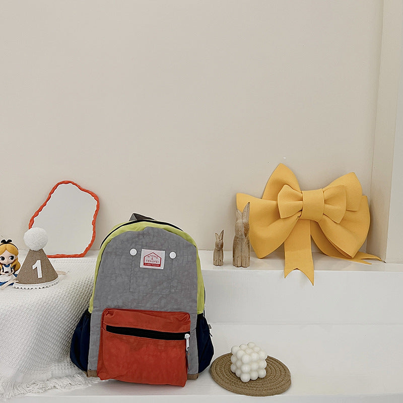Children's Bags Simple And Lightweight Canvas Backpack Boys Girls Spine Protection