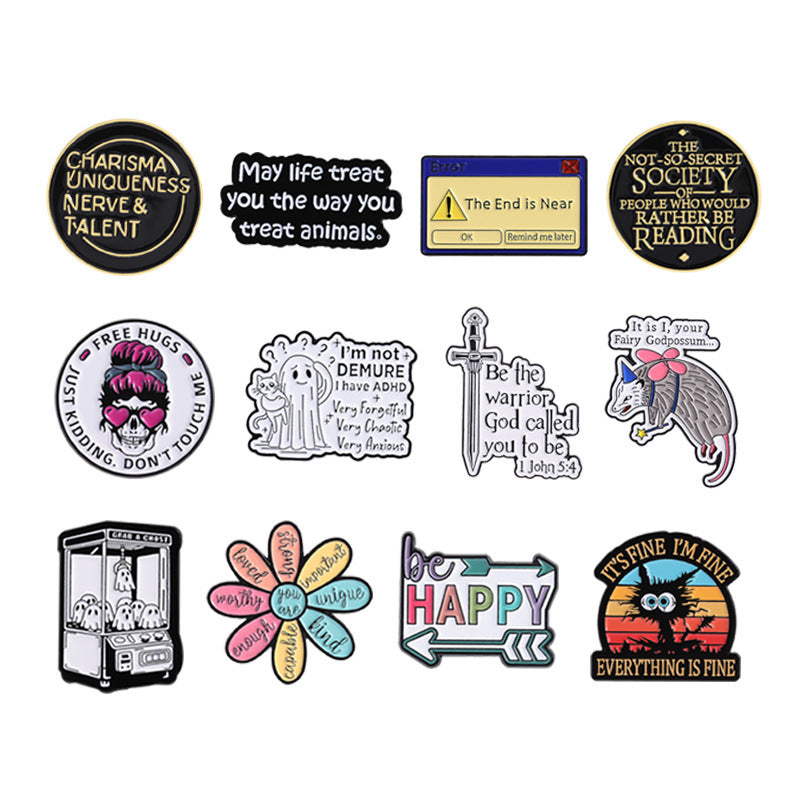 Anti-exposure Accessory Motivational English Quote Brooch