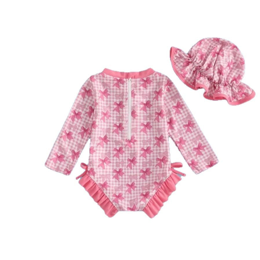 Children's Swimsuit Girls' Cute Long Sleeve One-piece Swimsuit