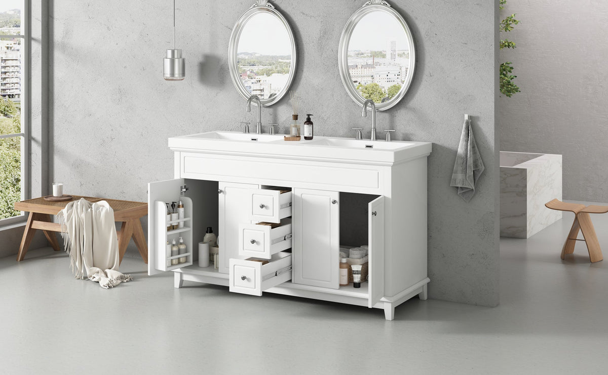 60" Bathroom Vanity with Resin Double Sinks