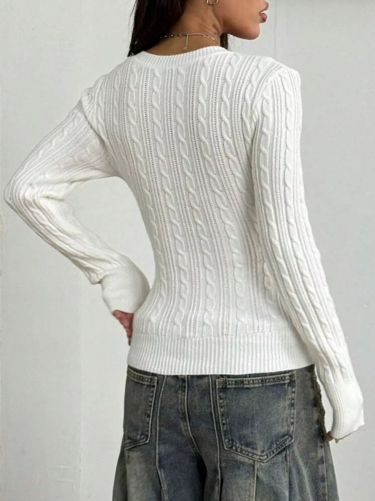 Slim-Fit Cable Knit Top