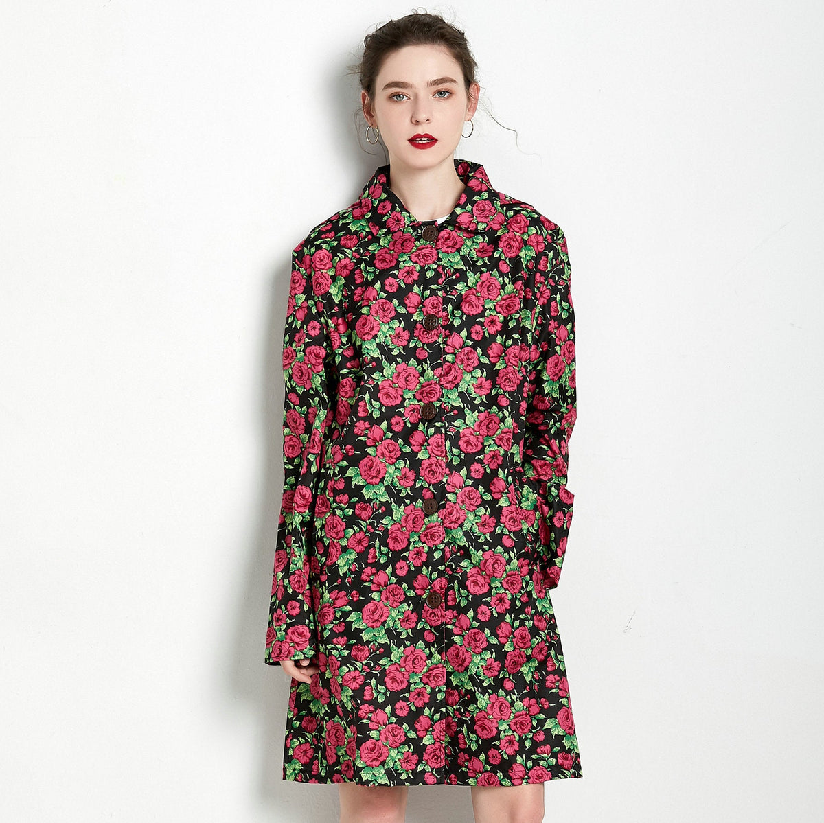 Rose Trench Coat Mid-length Women