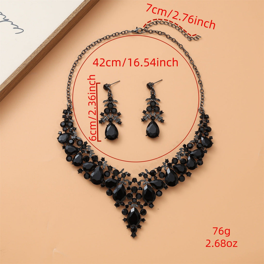 Waterdrop Leaf Necklace Earrings Set Bridal Wedding Banquet Women Jewelry Set For Wedding Party Evening Occasions