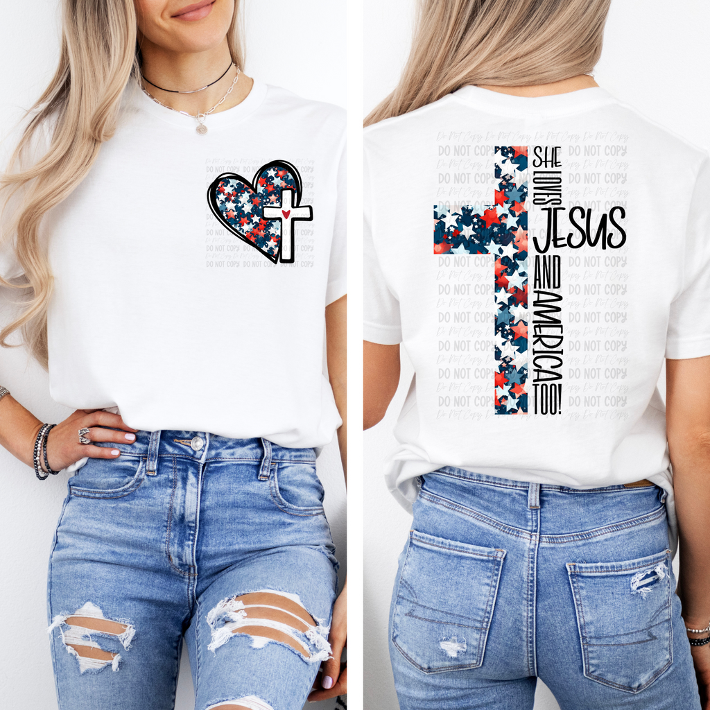 She Loves Jesus And America Too! - Tee - Black Design