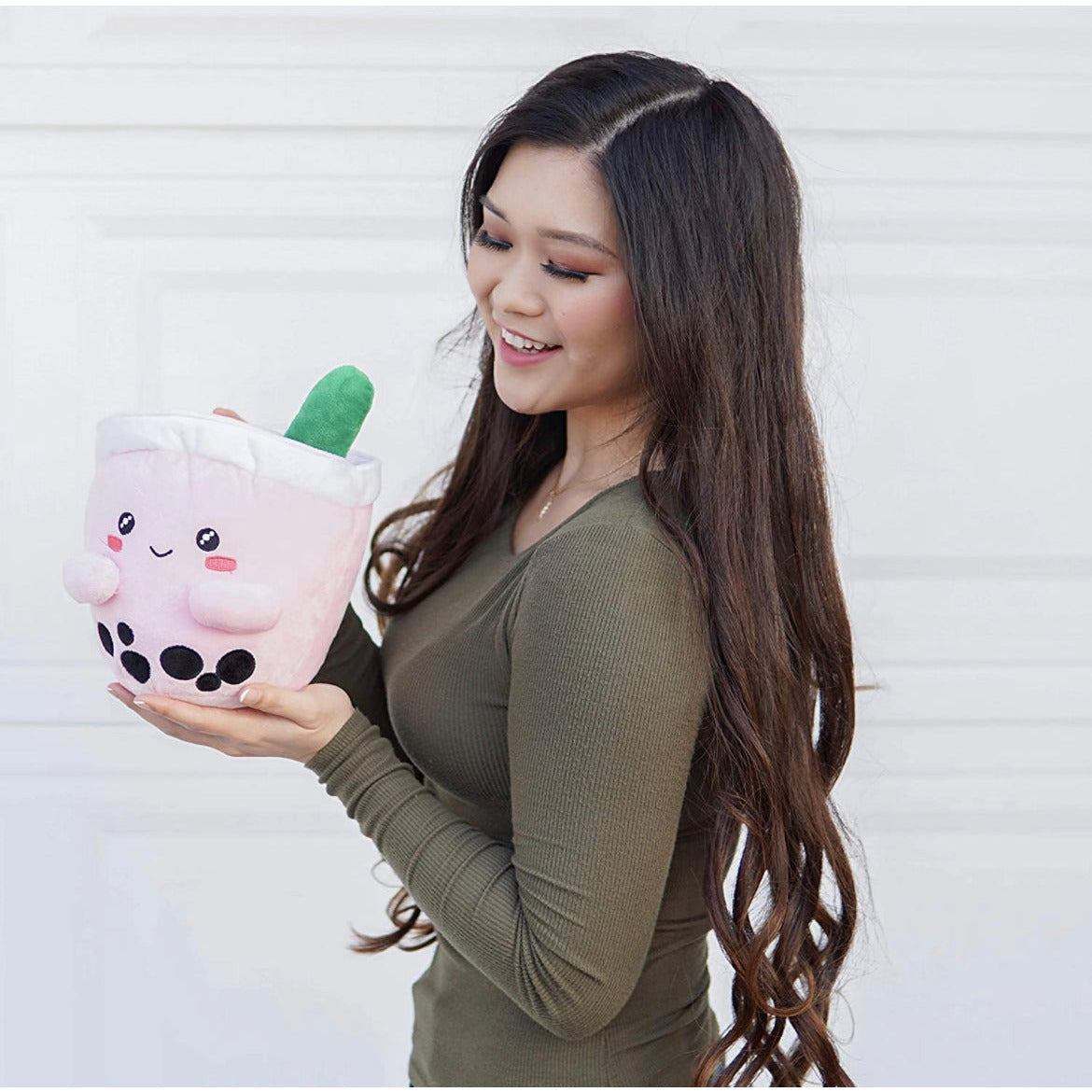 ABC Boba Tea Plush Pink Berry Cute Stuffed Animal Toy 10"