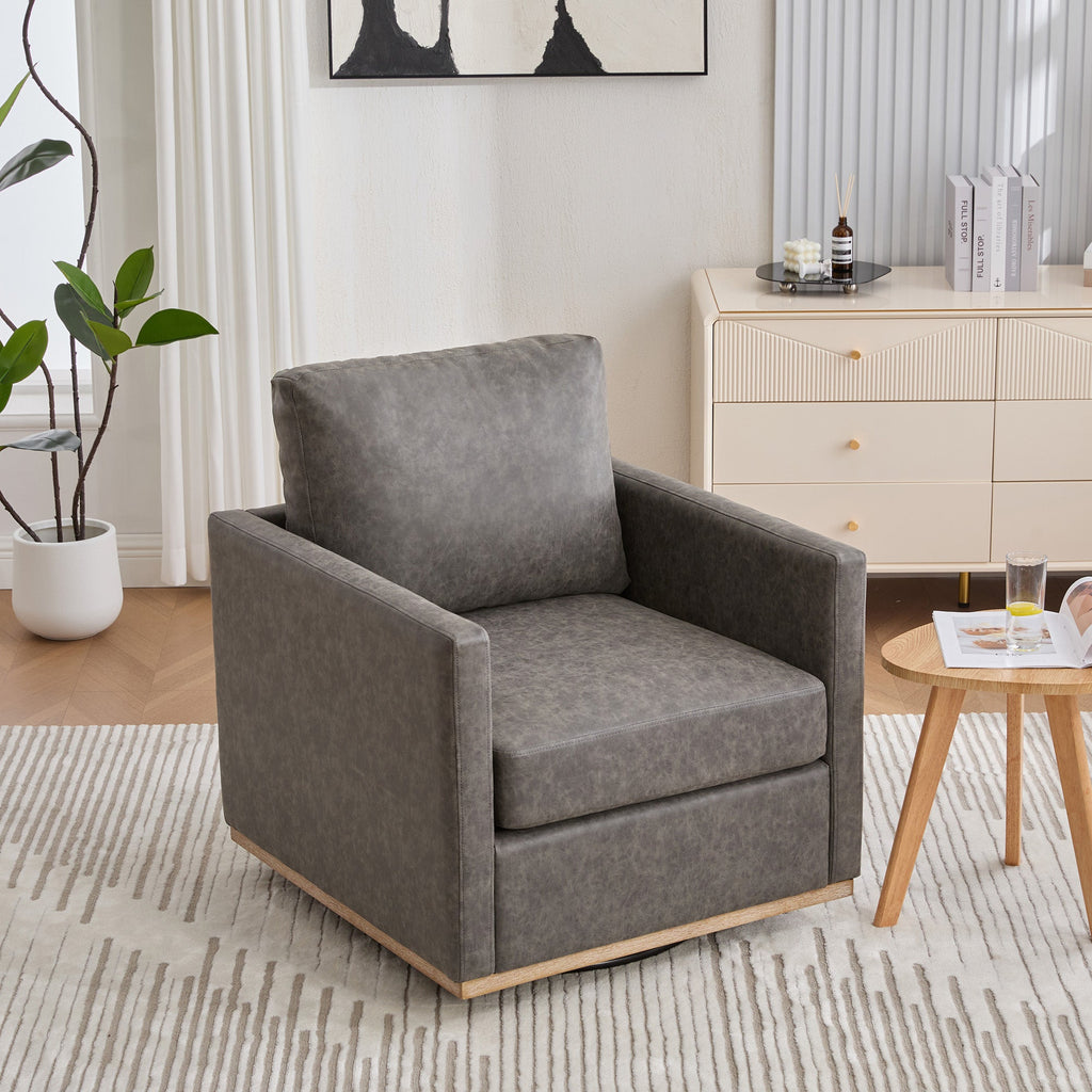 Gray Upholstered Square Swivel Accent Chair