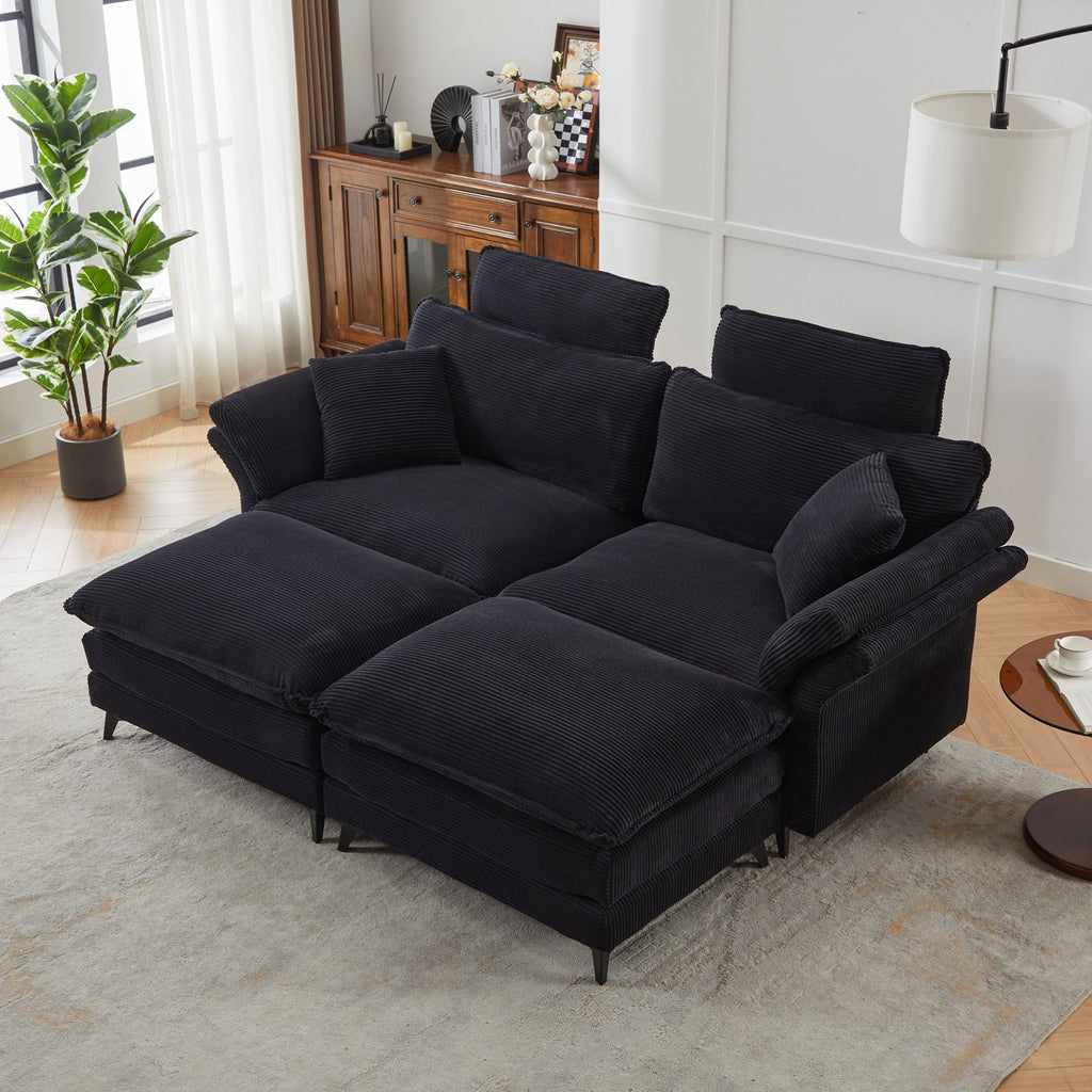 Deep Seat Sectional Sofa with Ottomans