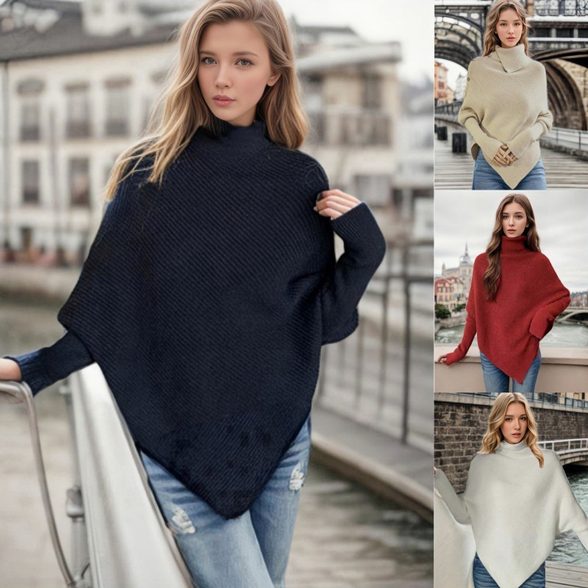 Irregular Outerwear Turtleneck Sweater Women's