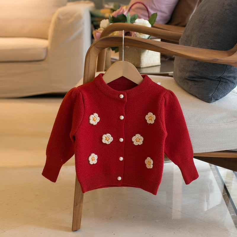 Children's Sweater Flower Girls Cardigan