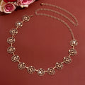 Women Hollow Rose Flower Metal Waist Chain, Adjustable Floral Belly Body Belt