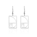 Women's Gold Yellow Gold Spiral Divider Square Earrings