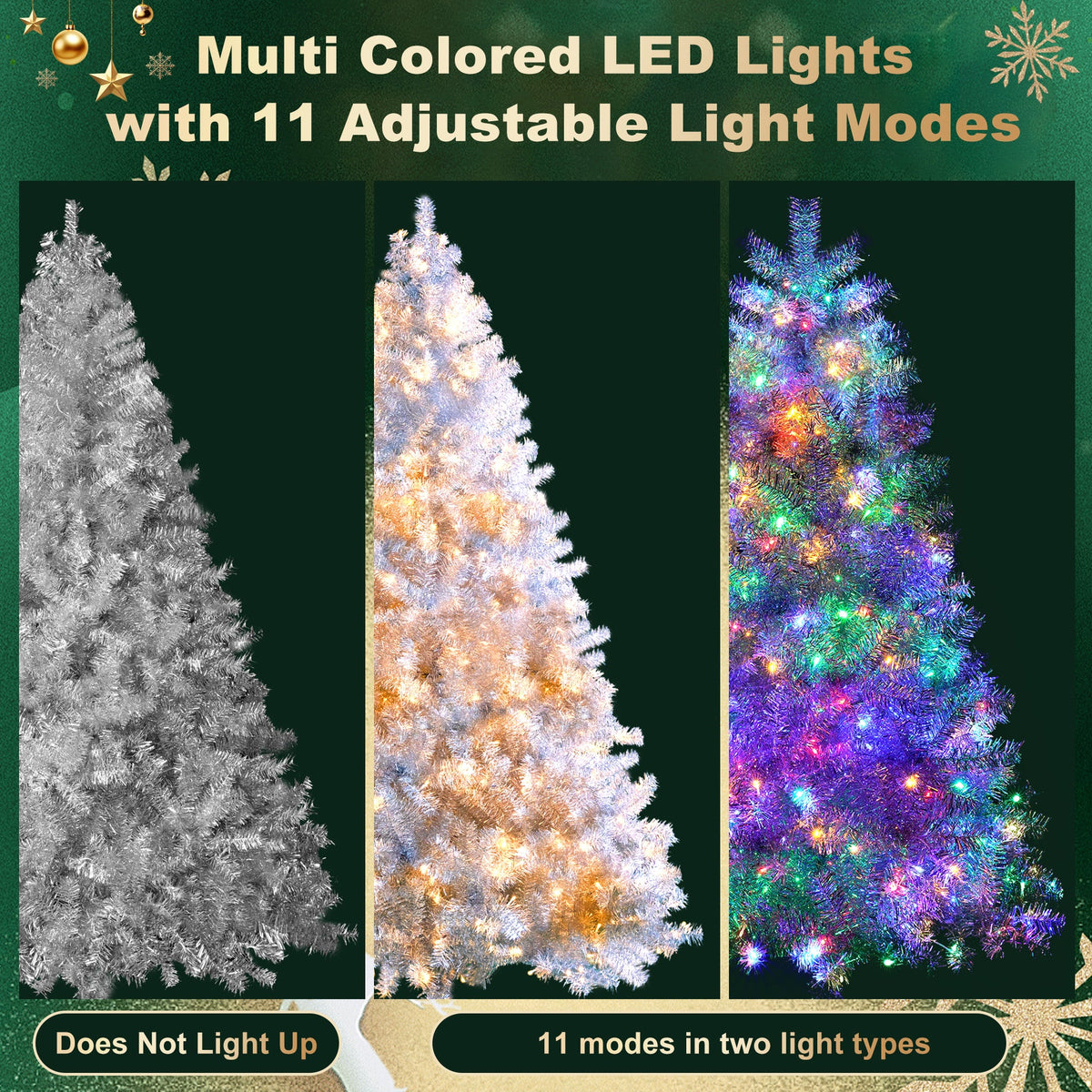 7.4FT Sliver Pre-Lit Artificial Christmas Tree