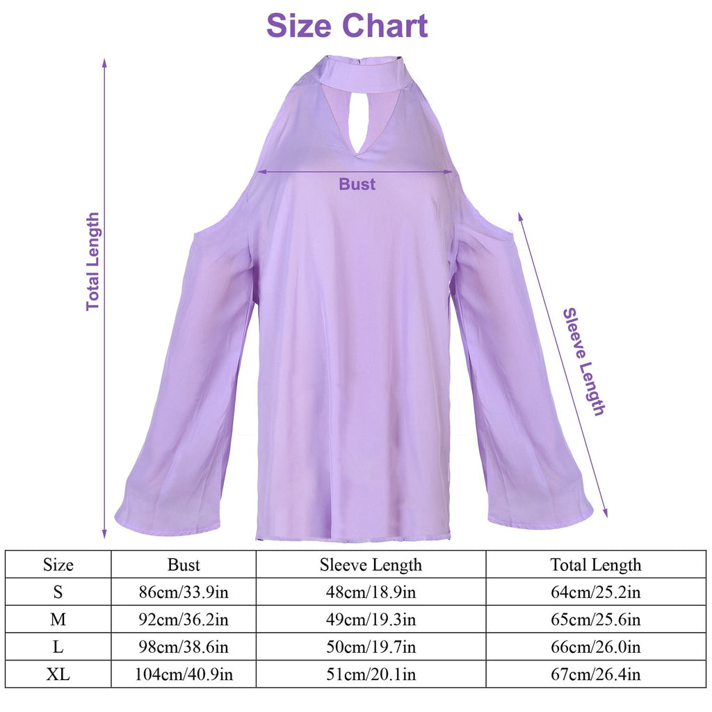 Off-the-Shoulder Blouse with V-Neck and Long Sleeves