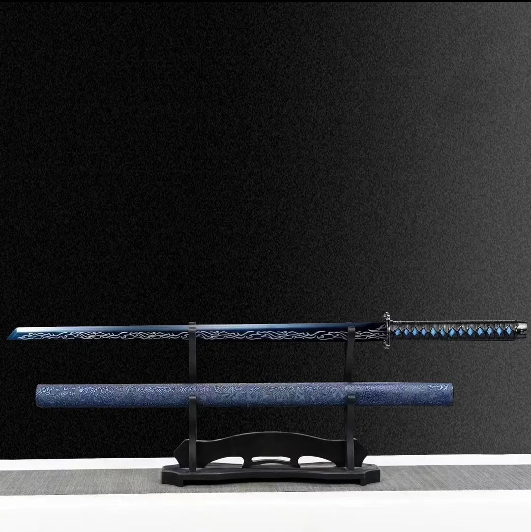 Blue Dragon Tang Horizontal Saber From Longquan One-piece High Manganese Steel Collectible Cold Weapon Unsharpened Not For Self-Defense