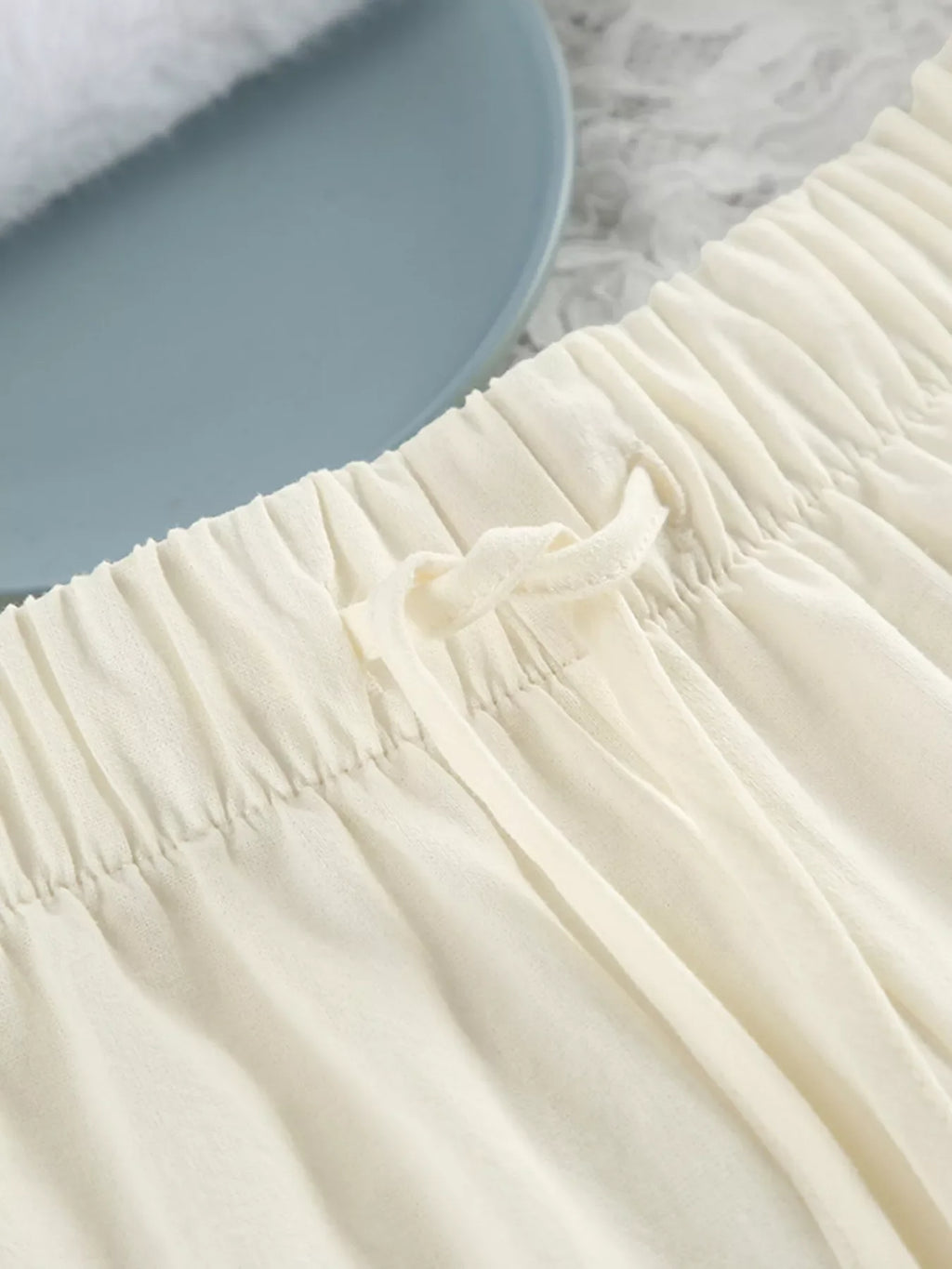 Contrast Trim Button-Down Top and Pants Lounge Set