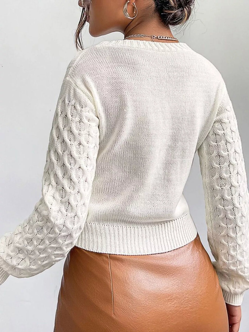 Cable Knit Button-Down Cardigan