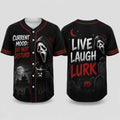 Unisex Horror Graphic Print Baseball Jersey – Slasher Theme Button-Up Shirt