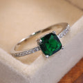 Micro-paved Zircon Royal Blue Square-cut Ring For Women
