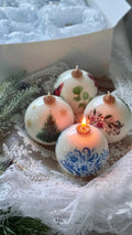 Christmas Candle Gift Set: Vintage style Gzhel, Cardinal, Tree - Holiday Poinsettia Gift for Hostess