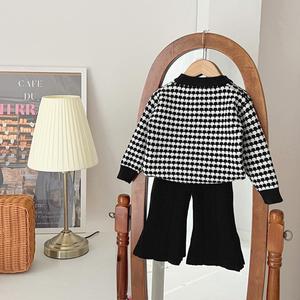 Girls' Coat Wool Bowknot Chanel Style Sweater Autumn And Winter Clothing