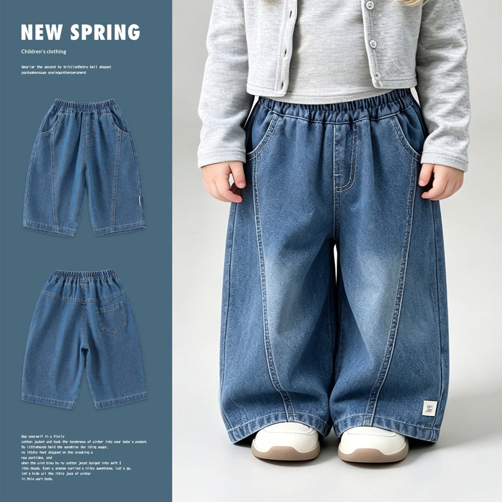Girls Wide-leg Loose-fit Denim Jeans