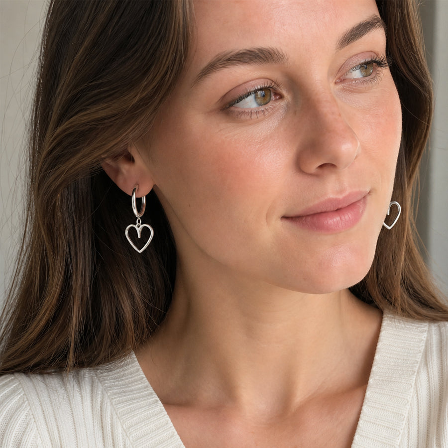 Stainless Steel Gold Silver Two Tone Huggie Hoop Earrings Hollow Open Cut Out Heart Dangle Drop Earrings Minimalist Charm Earrings For Women Daily Fashion Dropshipping Jewelry Gift