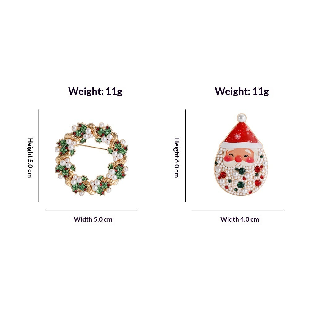 Diamond-encrusted Christmas Wreath Brooch For Clothing
