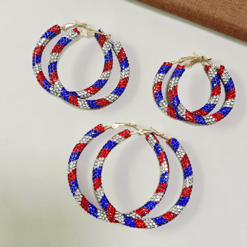 Exaggerated Fully Diamond-studded Sparkling Hoop Earrings