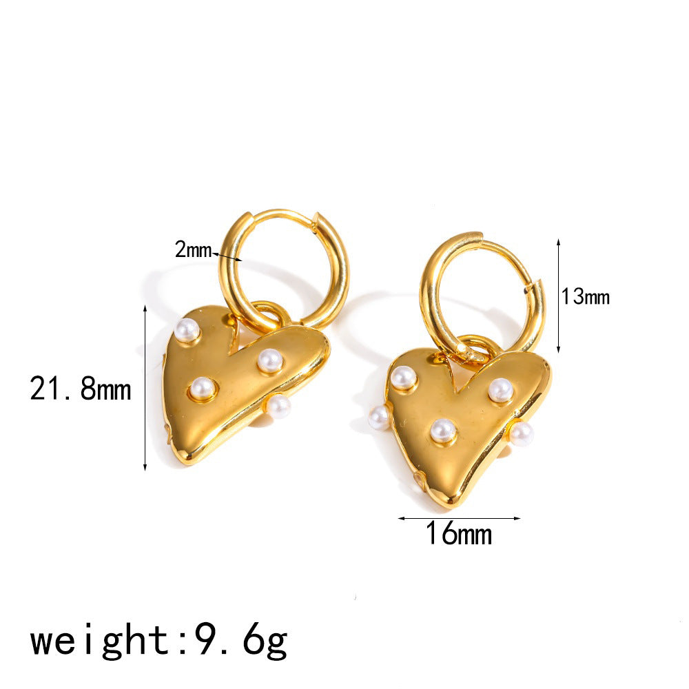 Fashionable And Versatile Pearl-shaped Stainless Steel Earrings