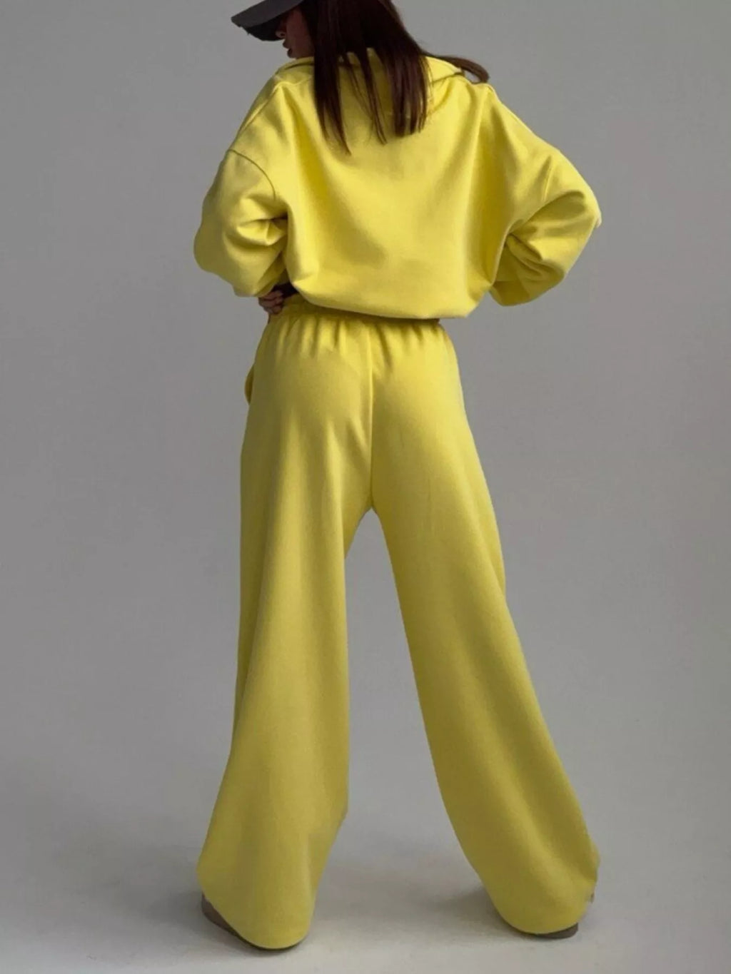 Quarter-Zip Top and Wide-Leg Sweatpants Set