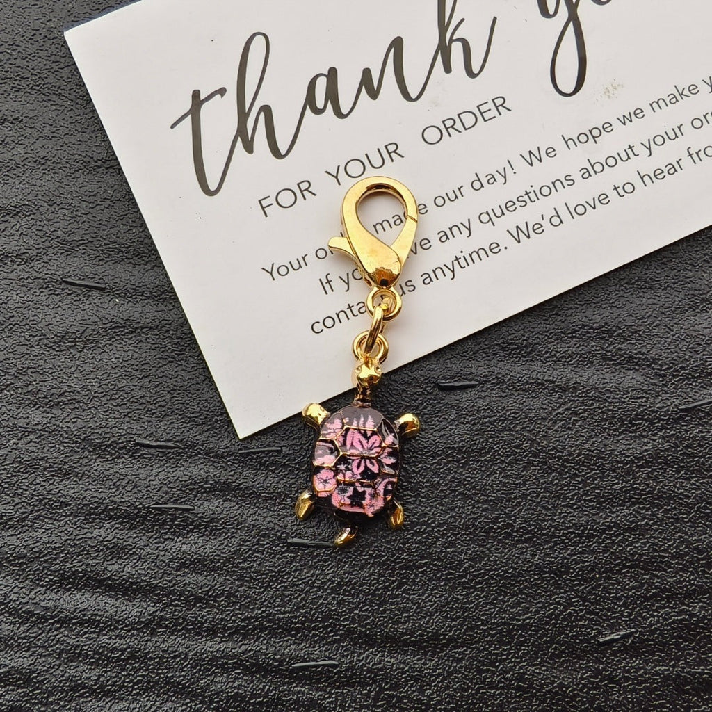 Colorful Oil-drop Turtle Keychain Pendant, Alloy Accessory, Creative Design