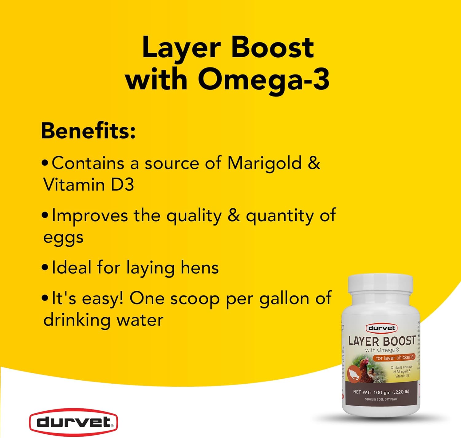 Wellness Chicken Durvet Layer Boost Chickens Poultry Vitamin & Electrolyte Supplement 100g