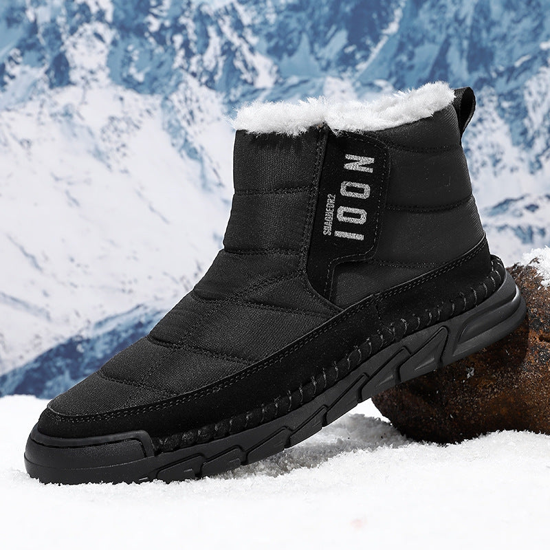 Plus-size Mens Winter Snow Waterproof Non-slip Cotton Boots With A Warm