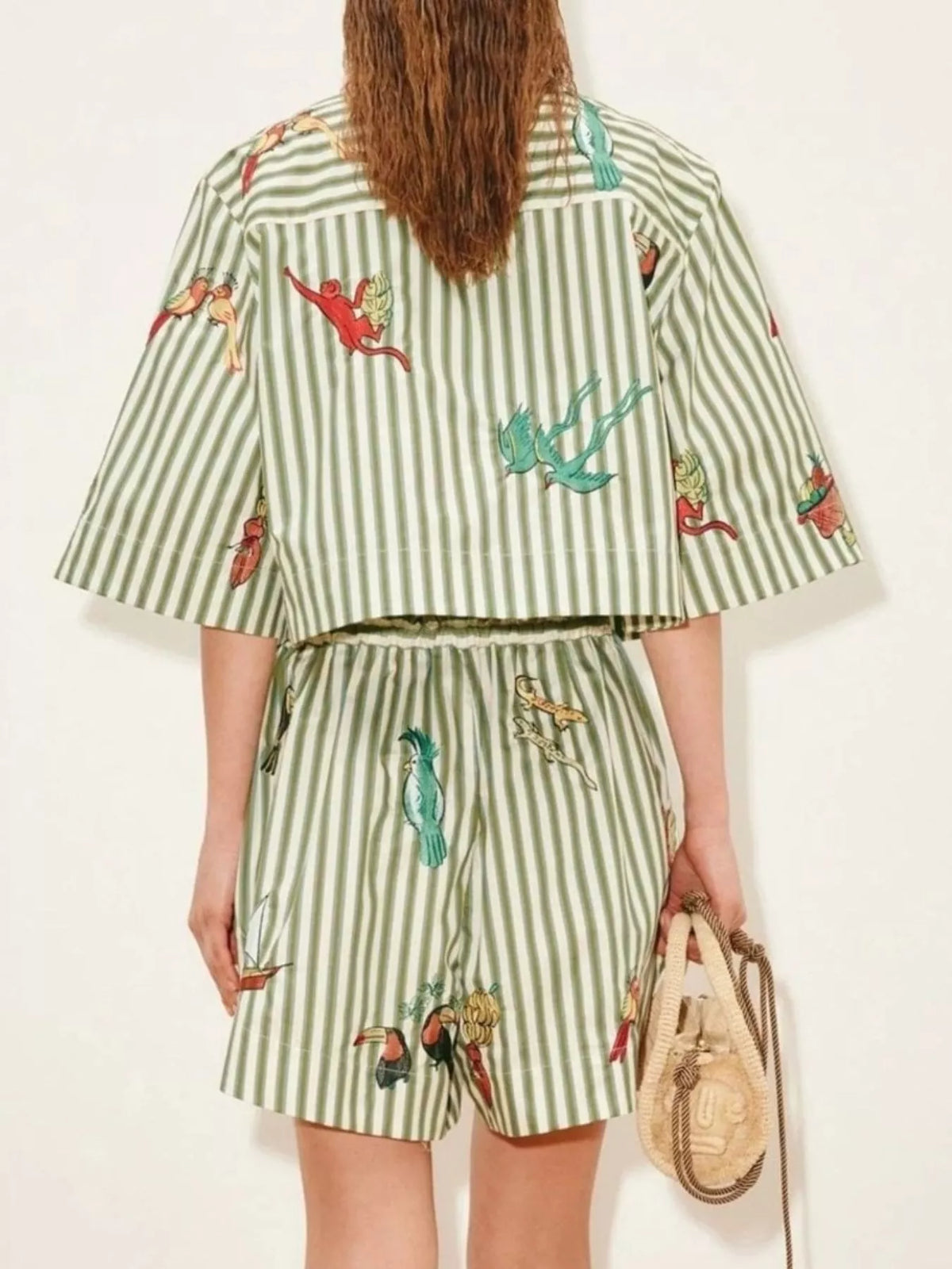 Printed Striped Shirt and Shorts Set