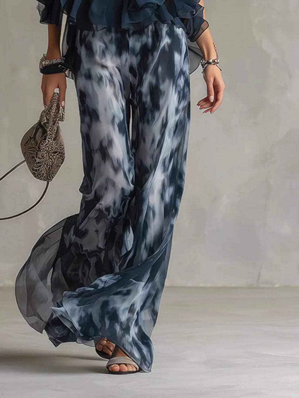 Sleeveless Top and Tie-Dye Wide-Leg Pants Set