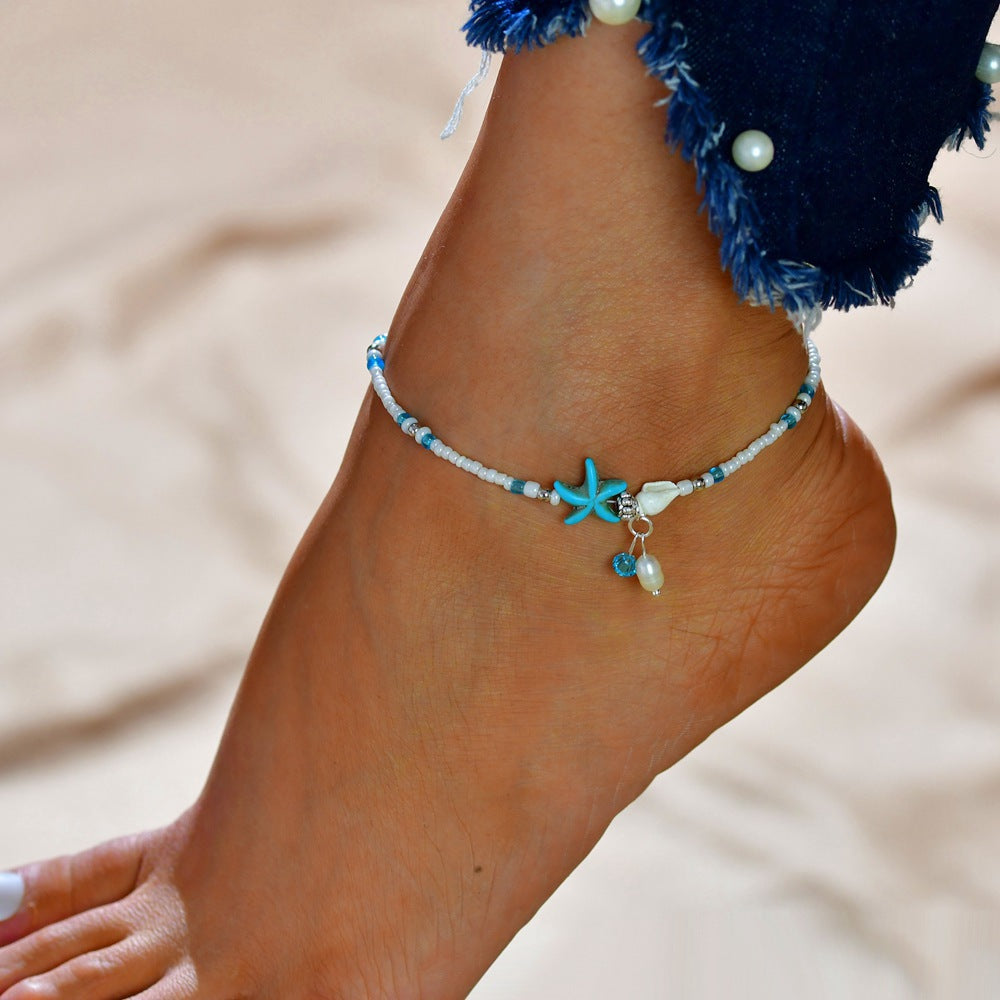 Beach-style Sea-themed Starfish Rice And Conch Foot Jewelrytrendy And Stylish