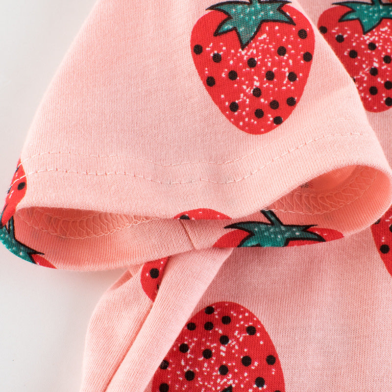 Summer New Girls Strawberry Short Sleeve T-shirt